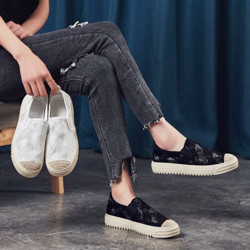 Slip On Lace Espadrilles Loafer Sneakers