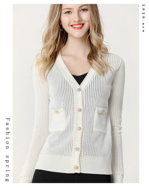 Button Down V Neck Sweater Knit Cardigan