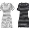 Short Sleeve Stripe Sweater Tee T-Shirt Dress