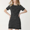 Short Sleeve Stripe Sweater Tee T-Shirt Dress