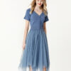 Short Sleeve Sweater Tee T Shirt Knit Mesh Dress
